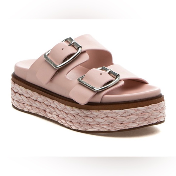 J/SLIDES Shoes - J/Slides Bonnie Light Pink Leather Platform Sandal Size 8